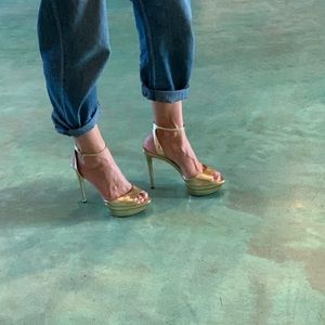 Brian Atwood Gold Platform Heels